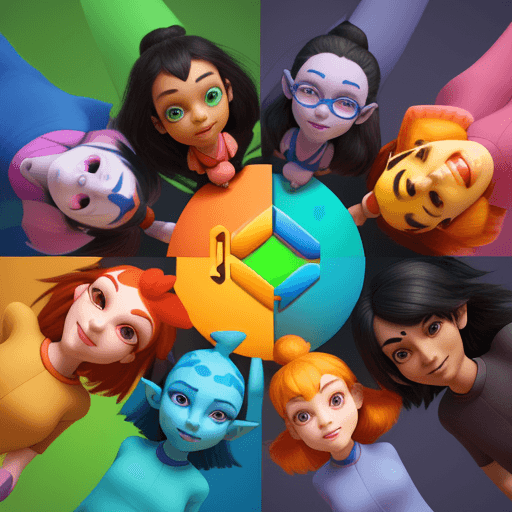 AI generated: 3D Avatar Design, "Playful, Cute, Colorful, Animated, Quirky," "Unity," "Blend shape rigging," "Brig...