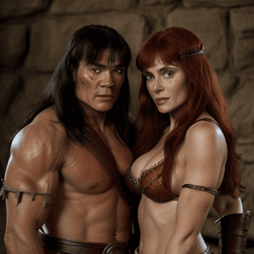 AI generated: Conan the Barbarian with Red Sonja