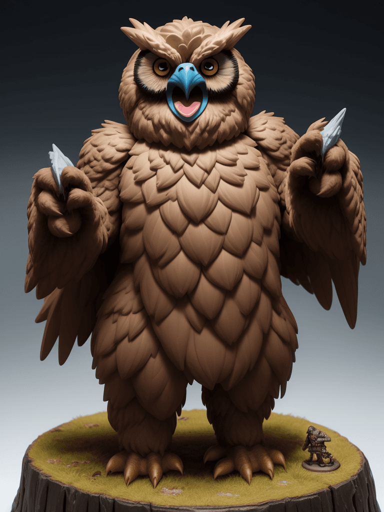 AI generated: (action figure) of a giant owlbear, D&D