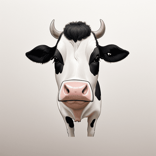 AI generated: A cow drawing minimalist and cute with focus on the ears with only lines not realistic