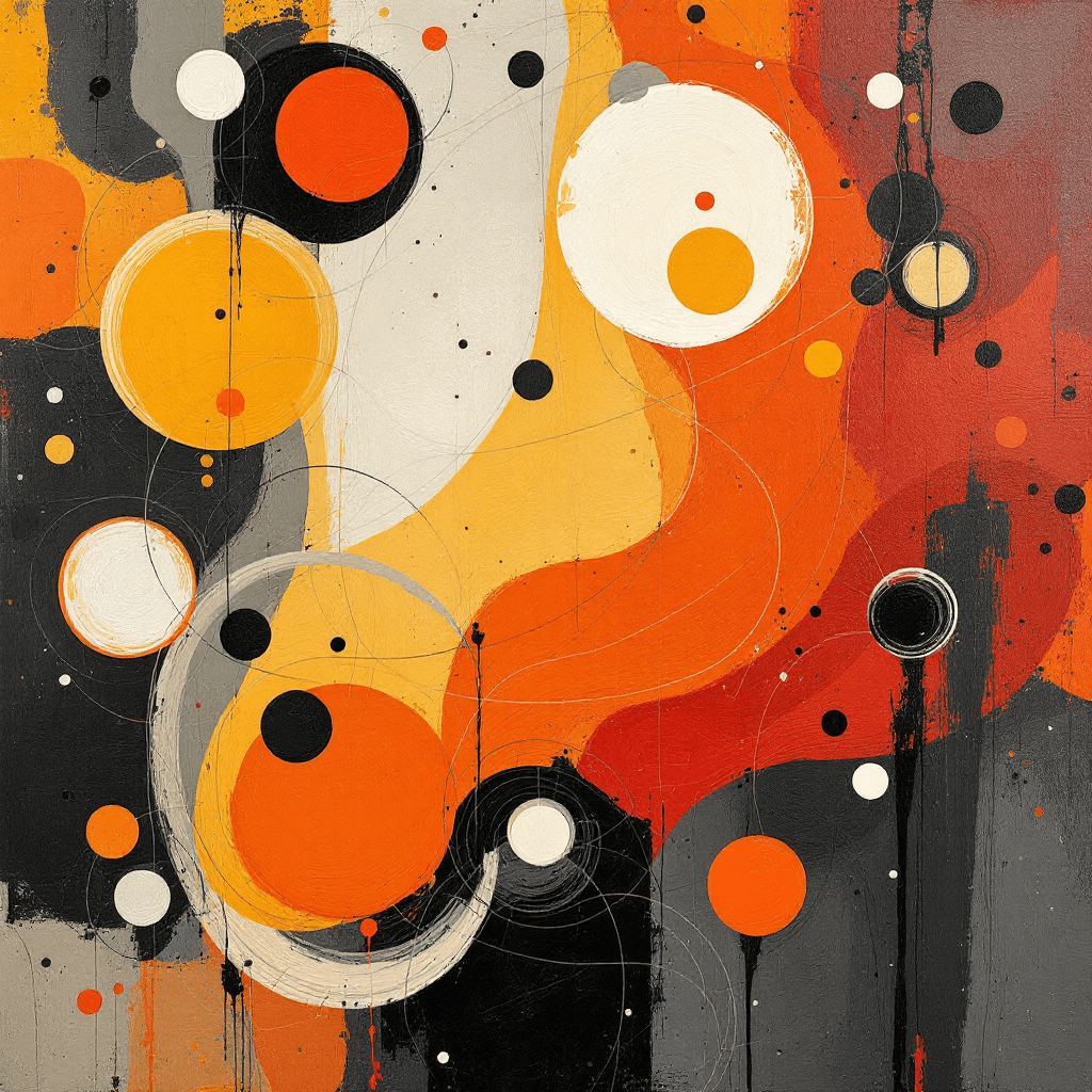 AI generated: abstract realism painting in orange and grey with modern brush techniques, in the style of Picasso, ...