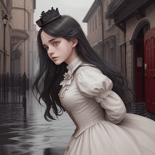 DreamShaper prompt: 🌧️👧💔🍞🚪✨  
💭🎩📜🕰️🌟  
🥀💼👑💭🫂  
🌹🏰💪🤝