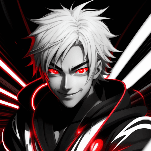 AI generated: anime man,graphic style, hyper detailed,hyper resolution, pretty eyes,smile a little,glow lights bla...