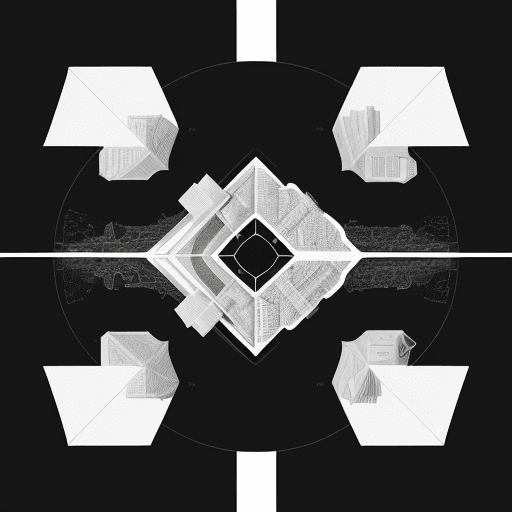 AI generated: a simple geometric composition in a drawing on the theme of the City of the future consisting of bla...