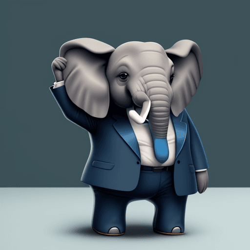 AI generated: cute Elephant wearing business suit, animation.