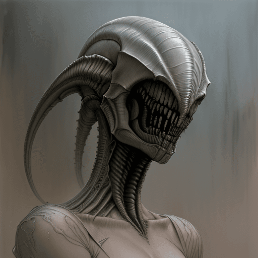 AI generated: style of Luis Royo intricate details, watercolor, H. R. Giger, Queen Xenomorph , 8k resolution, 8k r...
