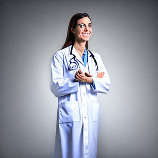AI generated: The girl is a doctor in a high-quality photo. She stands tall, slightly turned, radiating an aura of...