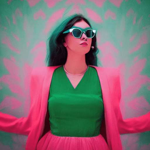 AI generated: The photograph depicts a woman wearing a beautiful green dress. It appears to be an album cover and ...