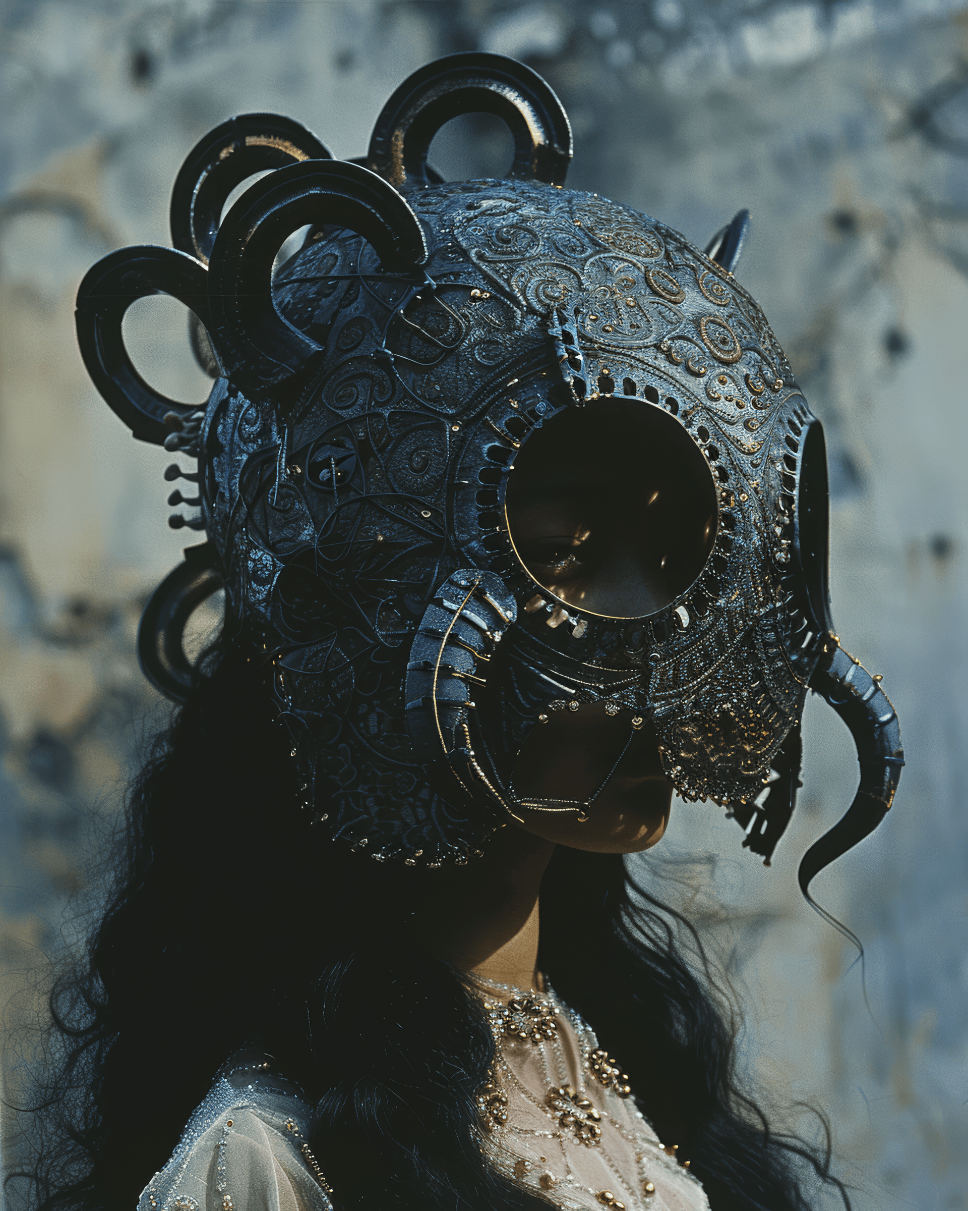 AI generated: french artist laura ghali, in the style of surreal fashion photography, kodak vision2 500t, futurist...