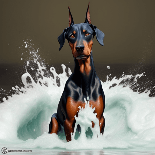 AI generated: DOBERMAN REAL CON ESPUMA EN LA BOCA SENTADO ENCIMA DE UNA MANO