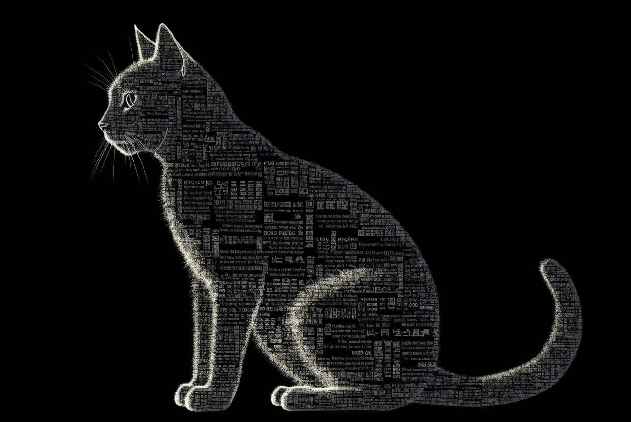 AI generated: ASCII art styled cat --q 2 --v 5 --ar 3:2