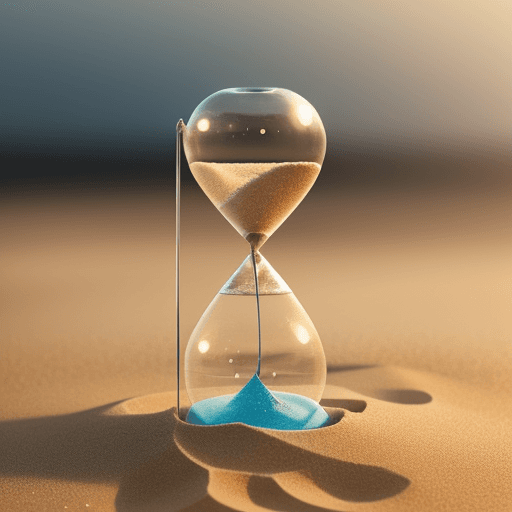 AI generated: An image of an hourglass with sand slowly trickling down, symbolizing the concept of time slipping a...