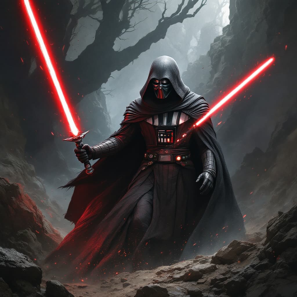 AI generated: jedi lichando contra caballero sith