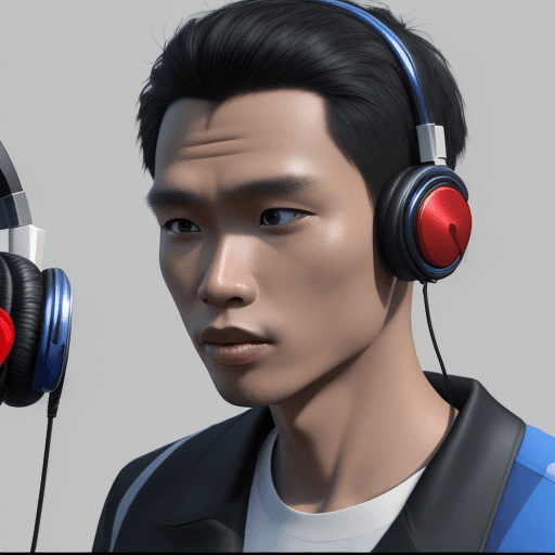 AI generated: Youtube Channel banner, photo with 3D high detailed photo a INDONESIAN man , man using head phone, r...
