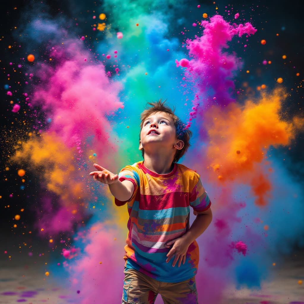 AI generated: a boy farting in colors