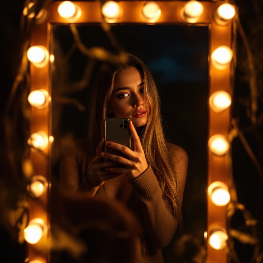 AI generated: Candid image, photography, natural textures, highly realistic warm night light, editorial,  woman  w...