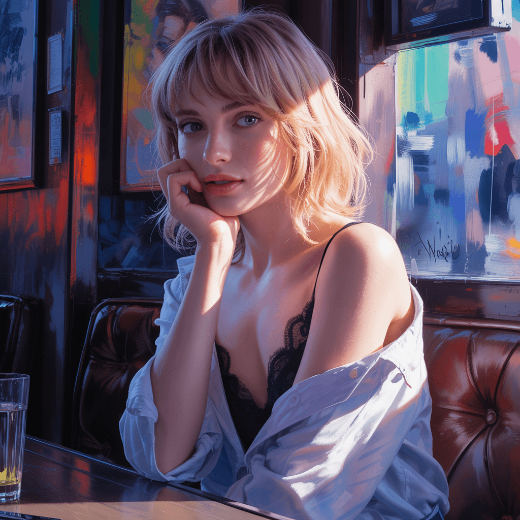 AI generated: Ilya Kuvshinov + Guweiz + Romantic sensibility, where Kuvshinov's semi-realistic anime rendering cre...