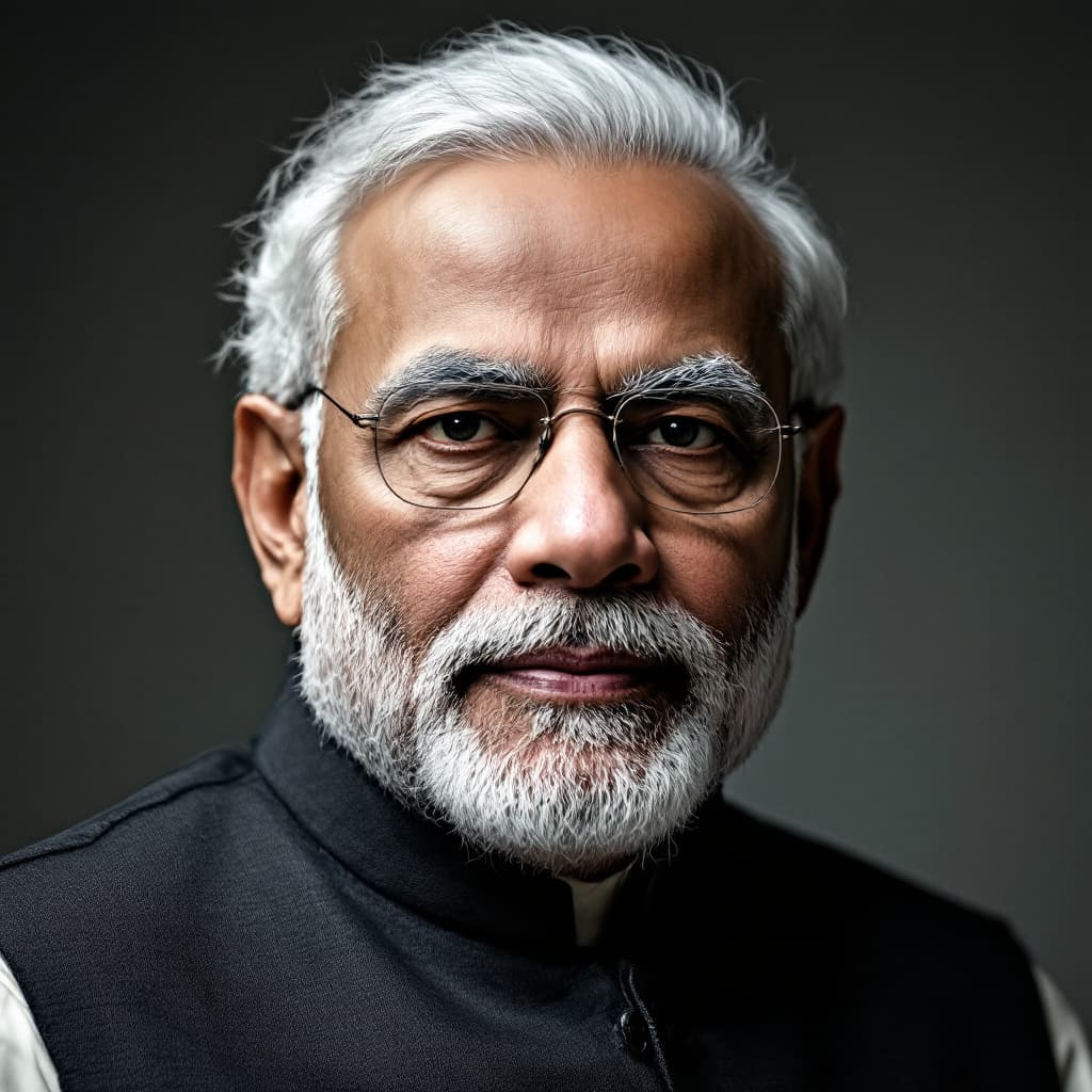 AI generated: narendra modi half body photography