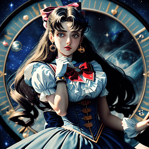 AI generated: Masterpiece, best quality, (1 girl), super sailor moon in Victorian steampunk design, denim shot, ni...