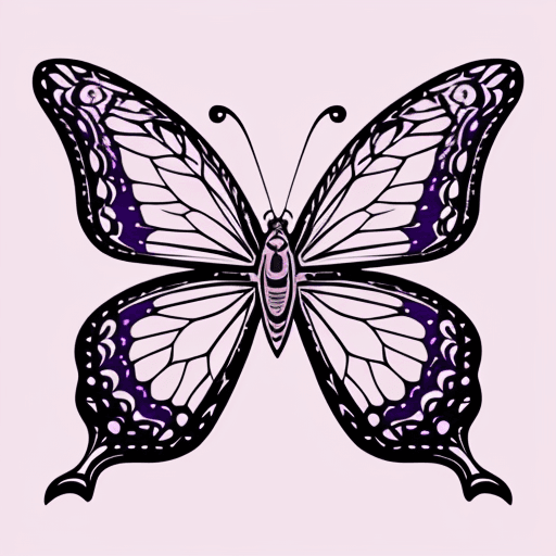 AI generated: An illustration of a kirigami butterfly pattern badge, intricately cut from a single sheet of lavend...