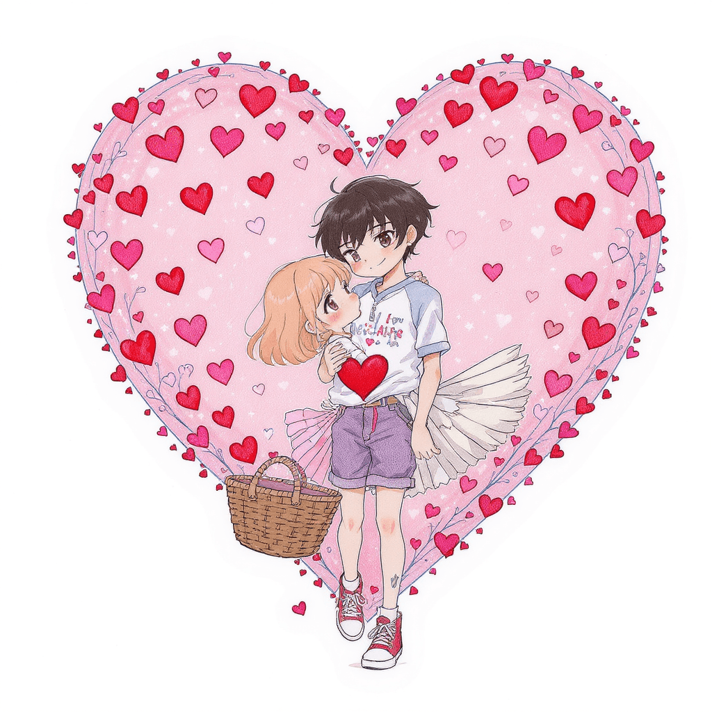 AI generated: valentine design, in the style of graphic novel inspired illustrations, sketchfab, fernando amorsolo...