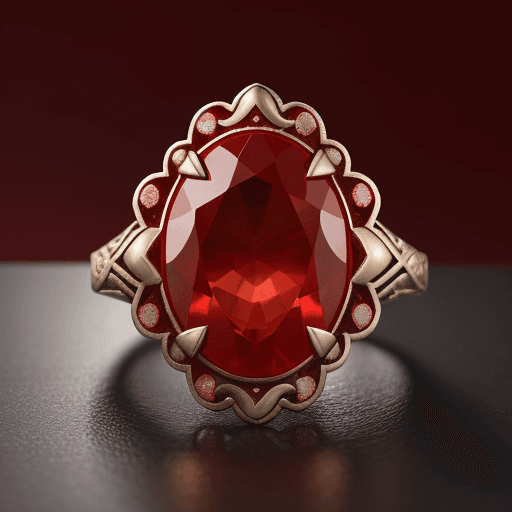 AI generated: chinese red stone ring, in the style of dreamy and romantic compositions, floral explosions --ar 24:...