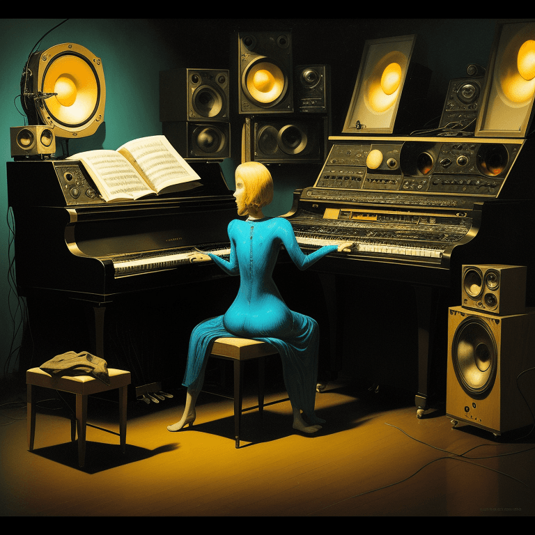 AI generated: music Album cover picture, jazz, blues, classical music , surreal art, oil picture, radio, speaker, ...