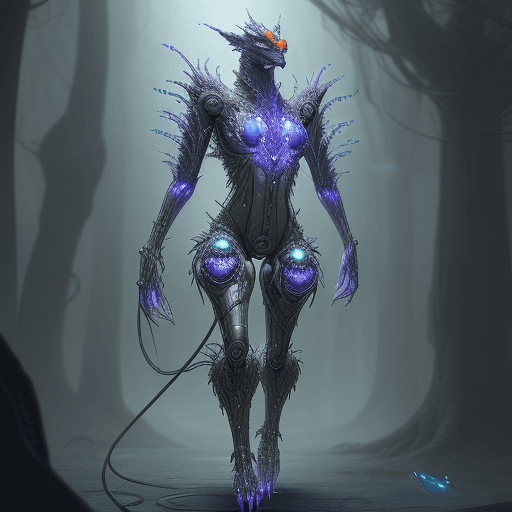 AI generated: A fantasy creature implanted with cybernetics