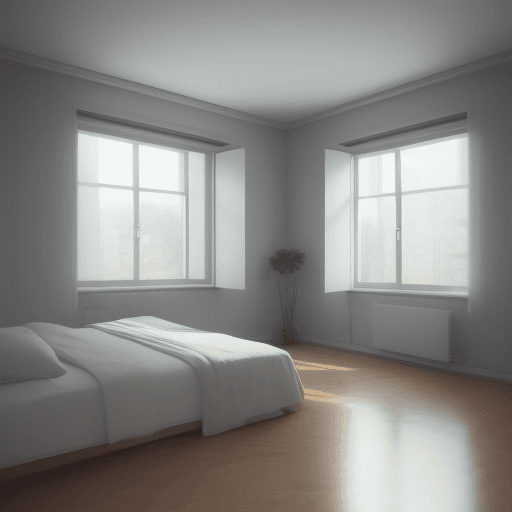 AI generated: a view of a room inside an apartment, large space with double height and large windows, next to vege...