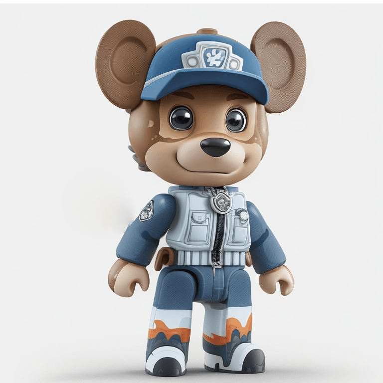 AI generated: (((((3D anime character ,a Be@rbrick Chase, in cartoon paw patrol , full body)),beautiful  , so happ...