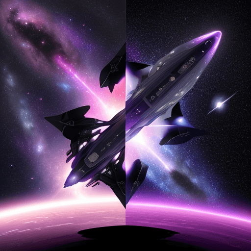 AI generated: A spaceship, in a universe full of stars, galaxies, and colorful planets. The sky is wide and blue, ...