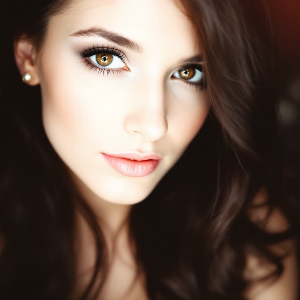 AI generated: Sexy woman brown hair brown eyes Low