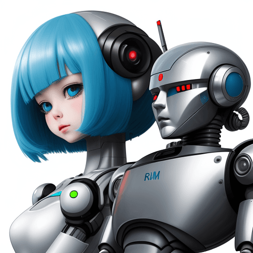 AI generated: robot girl and man
