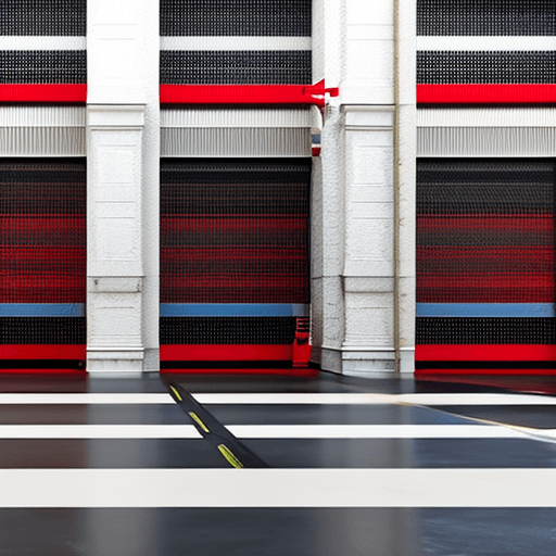 AI generated: architecture, martial arts gym, reception, red, white, golden and black colours, photorealism, high ...