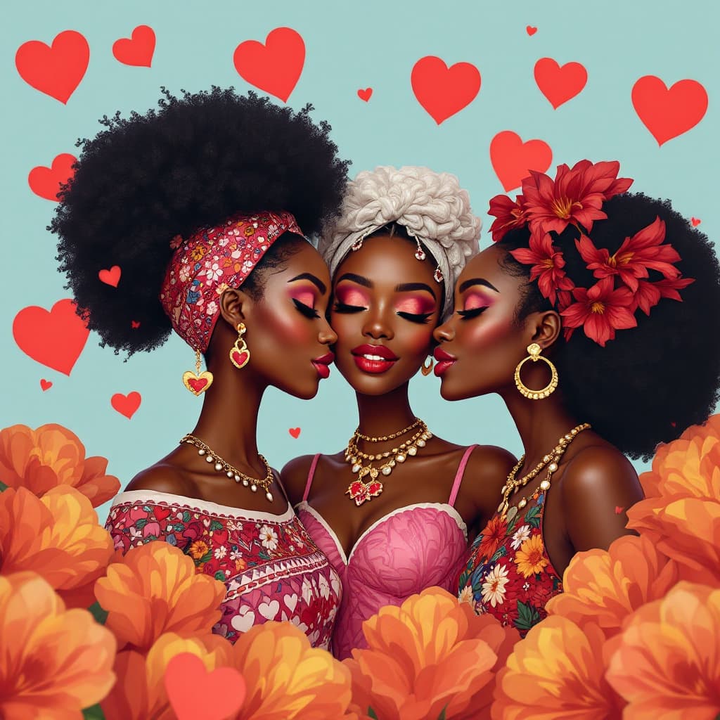 AI generated: A galentines themed image with african ladies on picni in 4k resolution 