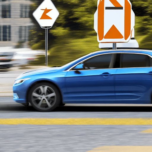 AI generated: A car approaches an intersection at moderate speed as a cyclist crosses from the side. The vehicle's...