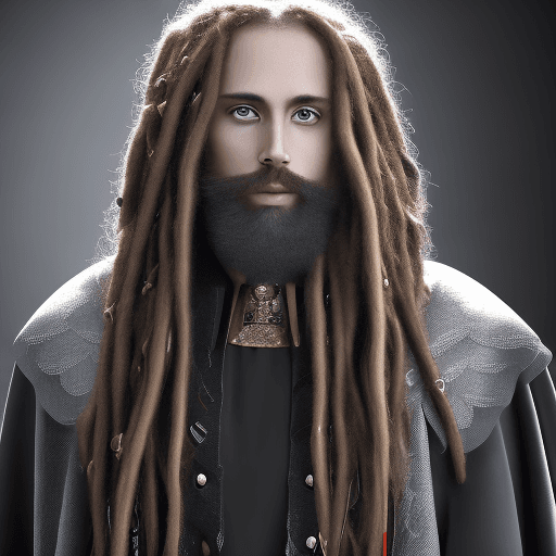 AI generated: Michael the arc angel with dred locks in a black cloak, 8k


