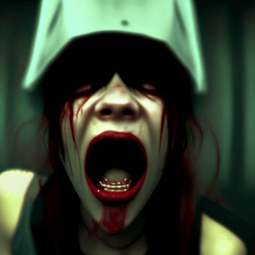 AI generated: Woman screaming, Grimes type music video, Silent hill atmosphere