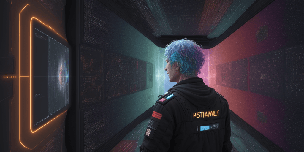 AI generated: A man whose life is a simulation and lives in a simulation, and he doesn't realize it , colorful , 8...