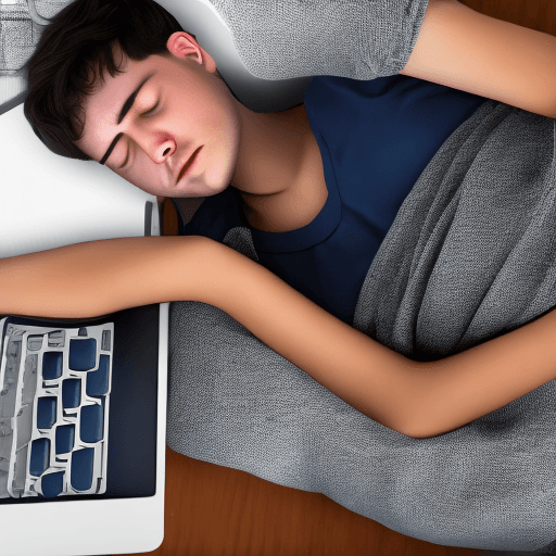 AI generated: a person sleeping on their computer keyboard

