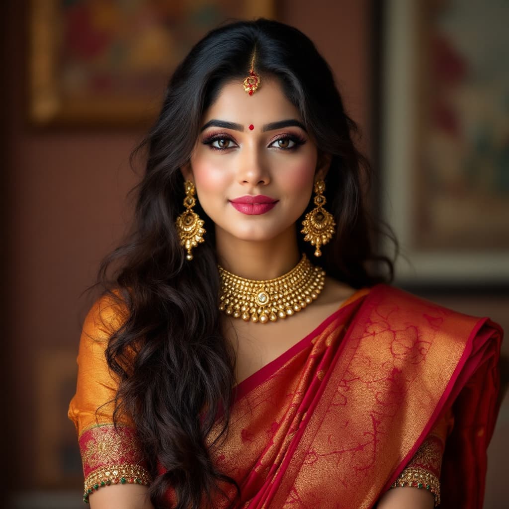AI generated: hot glamour young indian aunty wearing kerala style blouse without saree