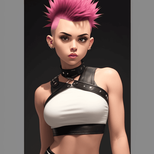 AI generated:  girl with mohawk crop top 