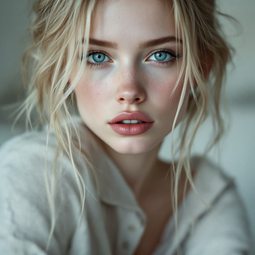 AI generated: white skin blonde with skinny hot face blue eyes 