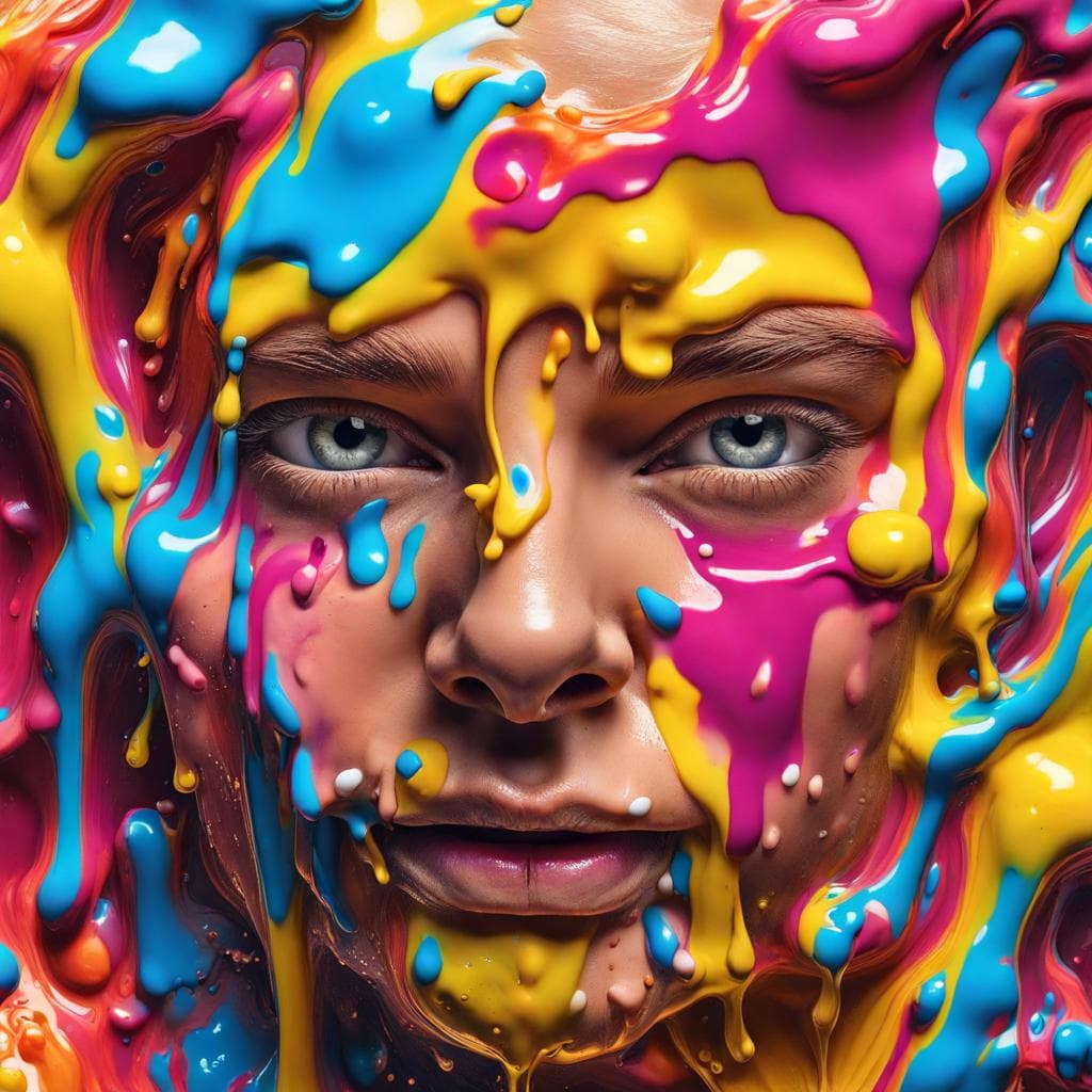 AI generated: splash art, a liquid portrait of a Malteser face made of colours, splash style of colourful paint, i...