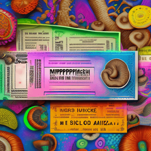 AI generated:  Hyper realistic printed ticket pdf, with name Miguel, with mushrooms, happiness, colorful; 8k, intr...