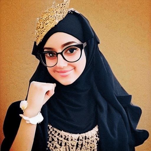 AI generated: Disney princess, hijab, gold glasses, pretty, cute 