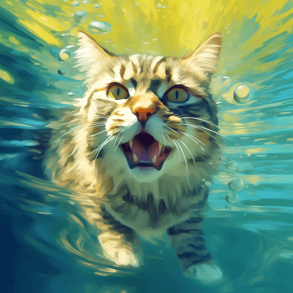 AI generated: cat under water