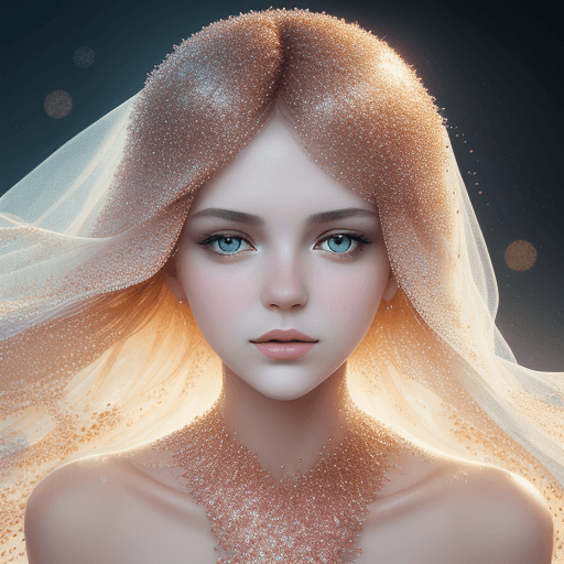 AI generated: a woman her face, in the style of dmitry kustanovich, delicate modeling, photobashing, felicia simio...