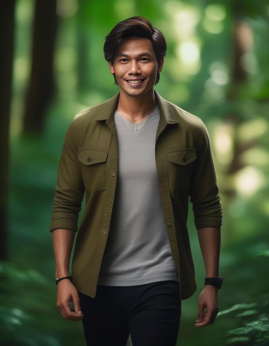AI generated: (full body shot of link walking in forest, green eyes), (green eyes:1.2), masterpiece art, stunning ...
