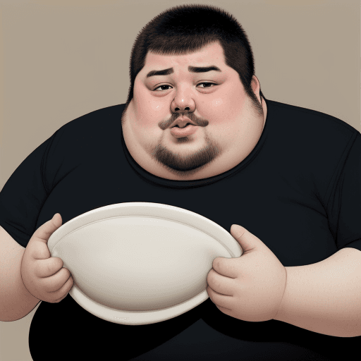 AI generated: Fat, ugly man, without glasses, digging his nose. In a dirty family, Asian, middleshot, beardless, l...